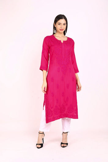 Jugni Modal Chikankari Straight Kurta