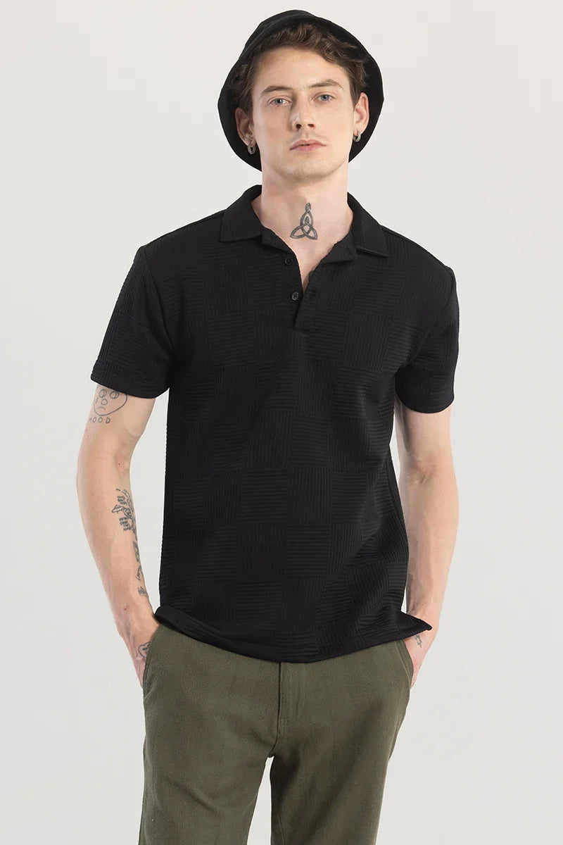 Quadrateeque Black Polo T-Shirt