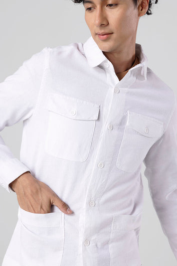 Lino White Linen Overshirt