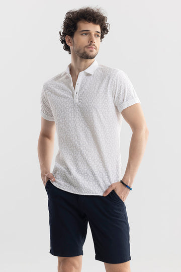 Arrow Dot White Polo T-Shirt