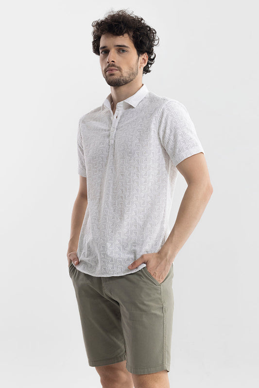 Tranqin Triangle White Polo T-Shirt