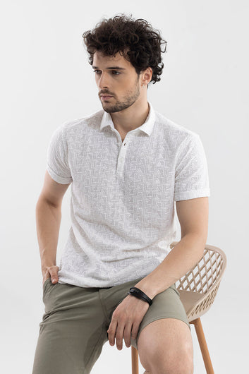 Tranqin Triangle White Polo T-Shirt