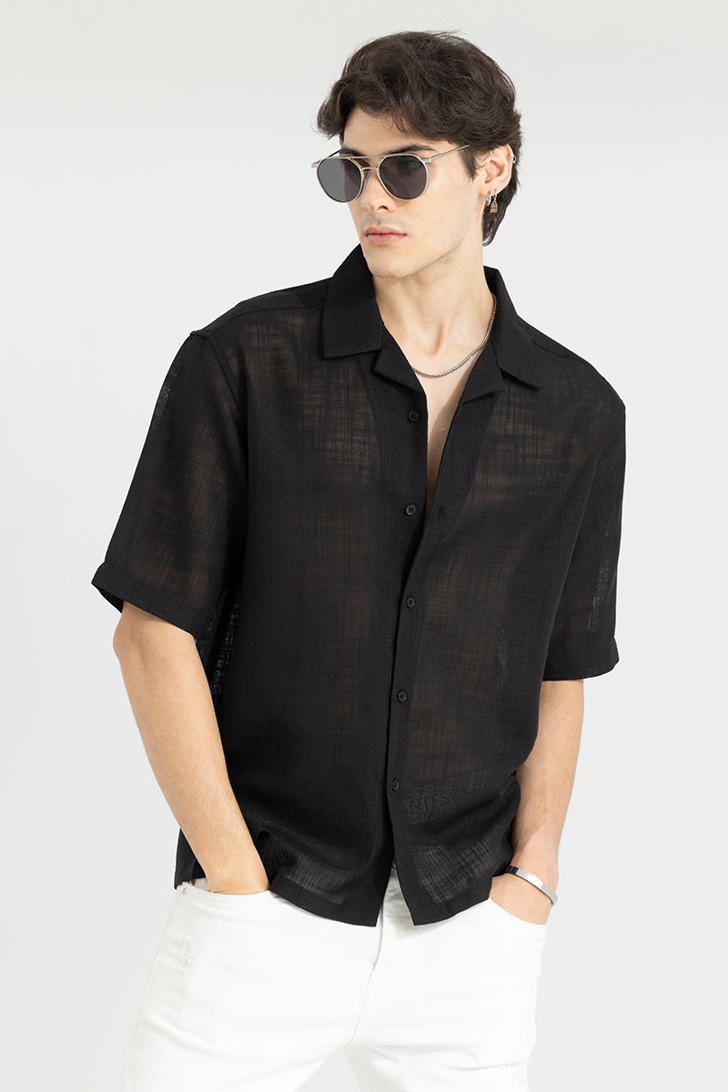 Sheer Gaze Black Oversized Shirt