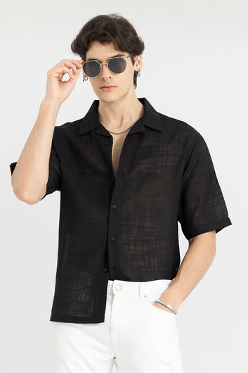 Sheer Gaze Black Oversized Shirt