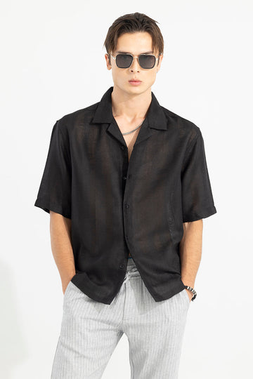 Sheer Tranquility Black Oversized Shirt