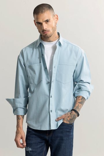 Chizel Pocket Sky Blue Overshirt