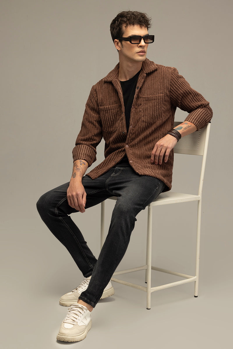 Plush Pulse Brown Overshirt