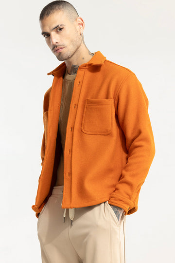 Inferno Burnt Orange Wool Overshirt