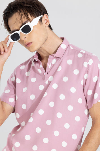 Polka Dotted Pink Polo T-Shirt