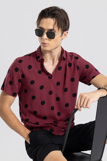 Polka Dotted Red Polo T-Shirt