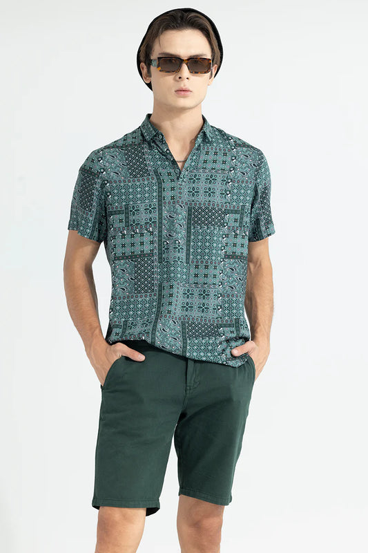 Bandana Motif Green Polo T-Shirt