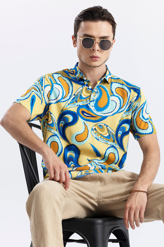 Hypnos Paisley Yellow Polo T-Shirt