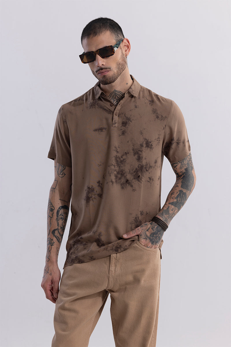 Tidal Dye Brown Polo T-Shirt