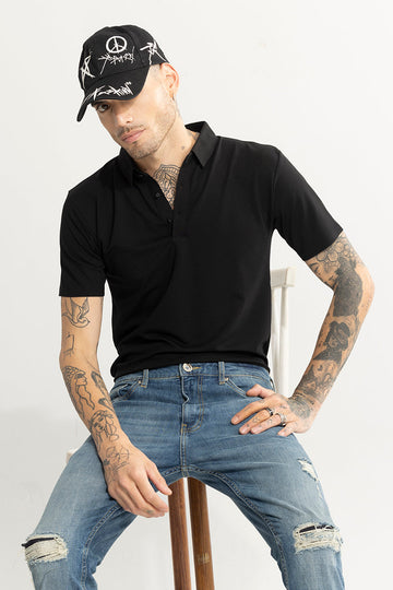 Crevasse Black Polo T-Shirt