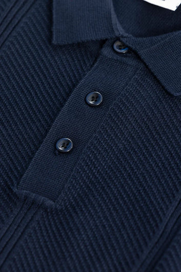 Coulter Knitted Navy Polo T-Shirt