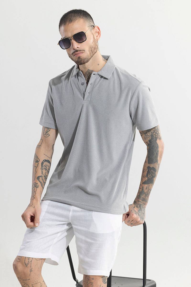 Micro Terry Grey Polo T-Shirt