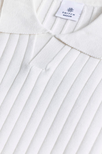 Sleek Striped White Polo T-Shirt