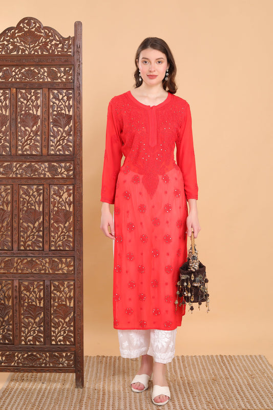 Mrunal Viscose Mukaish Chikankari Kurti