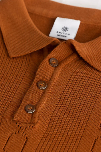 StitchSensei Brown Polo T-Shirt