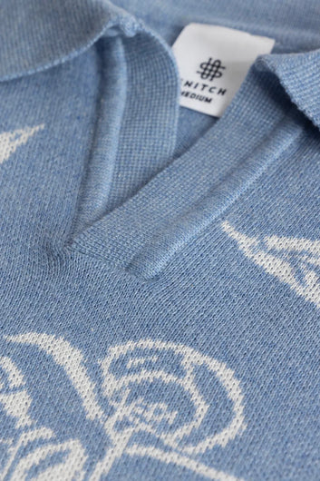 Florazure Blue Floral Polo T-shirt