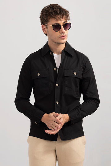 Overflap Black Overshirt