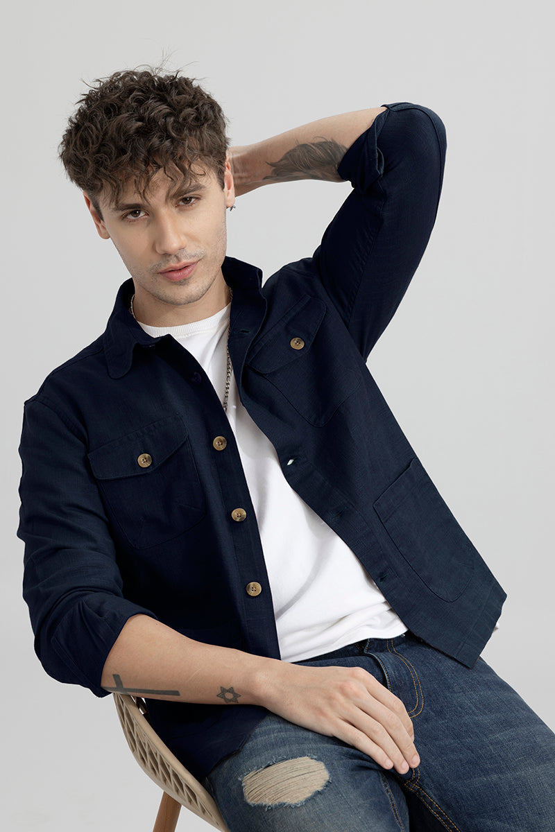 Linen Rug Navy Overshirt