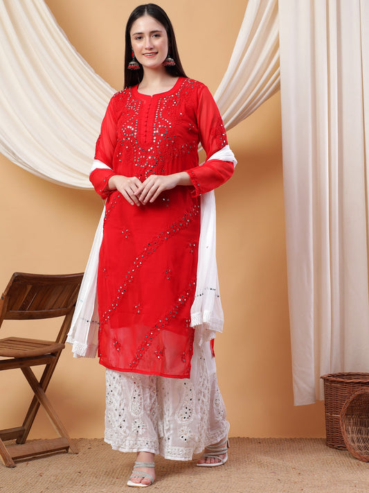 Divya Chikankari Georgette Mirror Co-ord Set