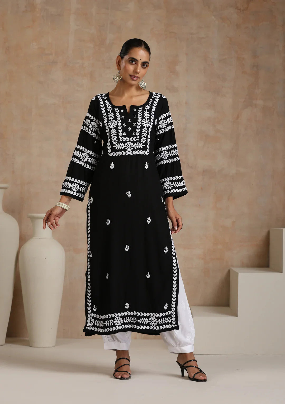 Malhar Rayon Long Chikankari Kurta