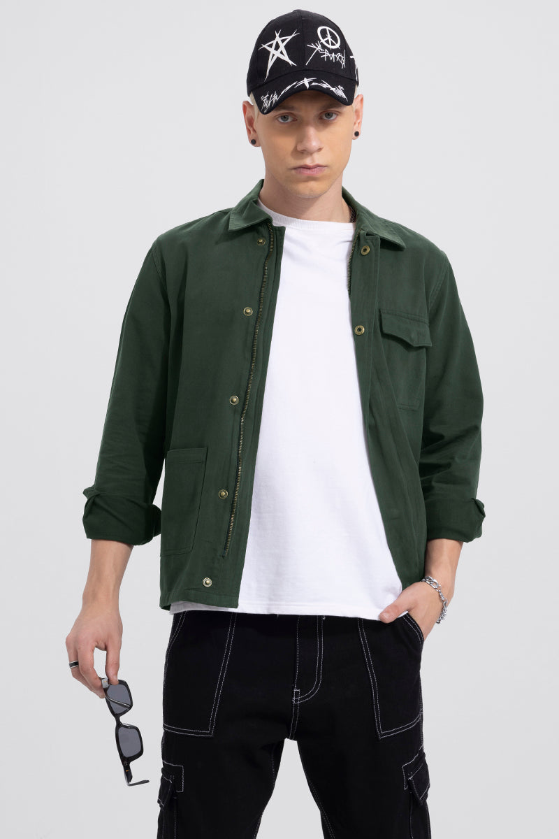 Triple Pocket Dark Green Overshirt