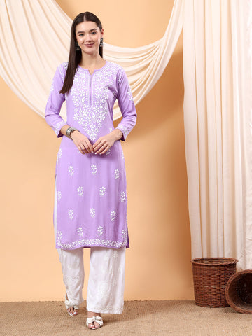 Heer Rayon Chikankari Long Kurta