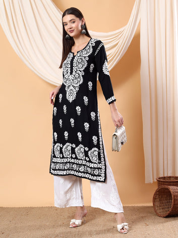 Zoya Chikankari Premium Modal Straight Kurta