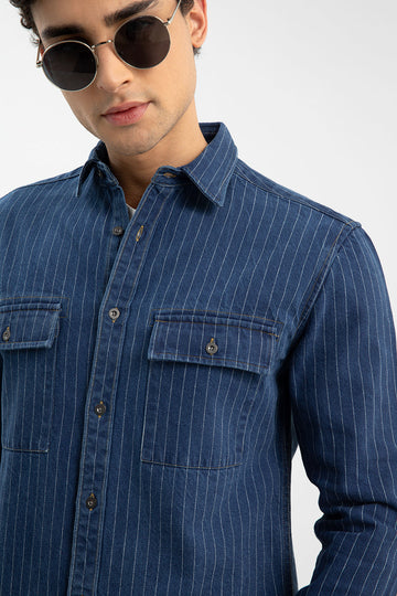 Cobalt Blue Denim Overshirt