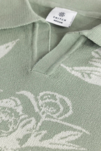 Florazure Green Floral Polo T-Shirt