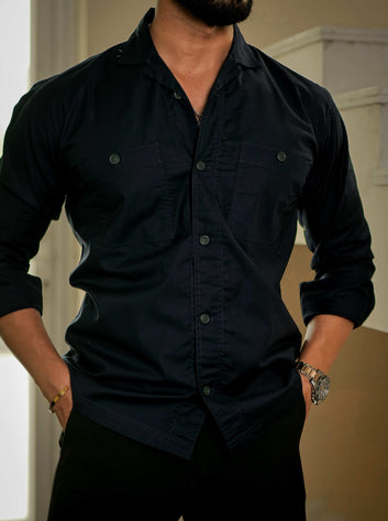 Black Oxford Cotton Over Shirt