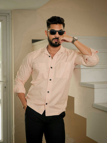 Peach Oxford Cotton Over Shirt