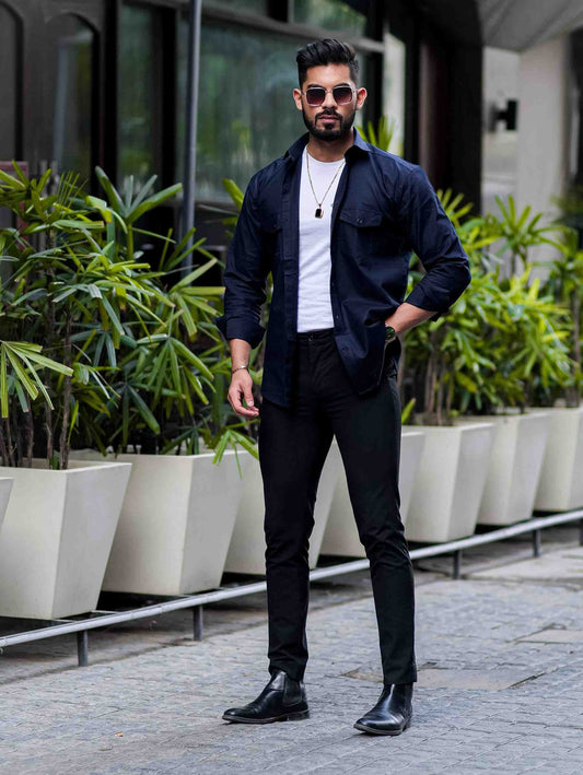 Navy Blue Oxford Premium Cotton Over Shirt