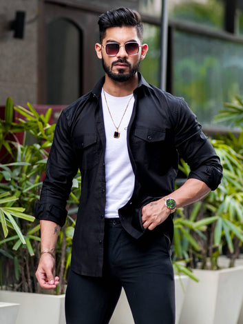 Black Oxford Premium Cotton Over Shirt