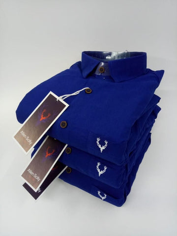 Cotton Solid Slim Fit  Blue Casual Shirt