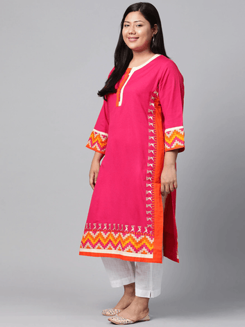 Plus Size Pink Flex Kurta