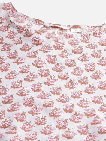 Divena Floral Pink Motif Cotton Nightsuit - divena world