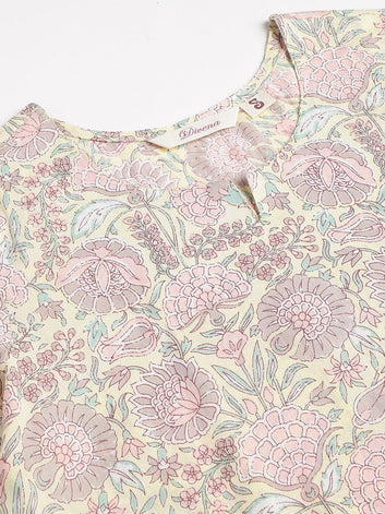 Divena Yellow Printed Loungewear/Nightwear - divena world