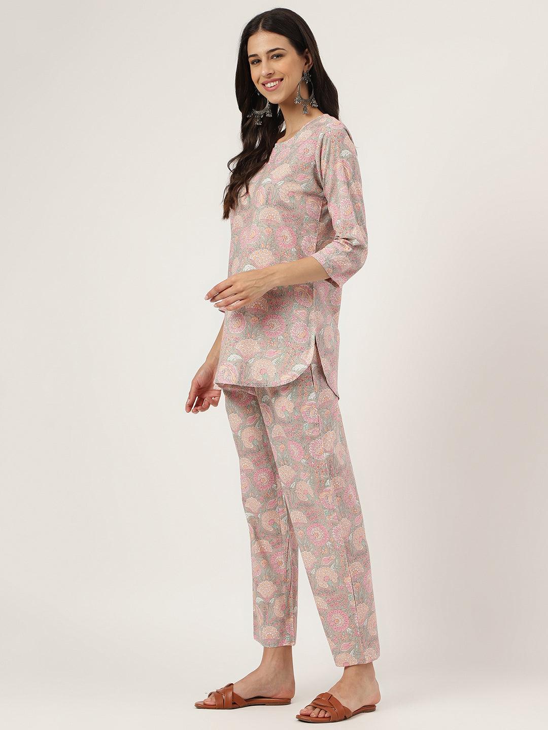 Divena Light Brown Printed Loungewear/Nightwear - divena world