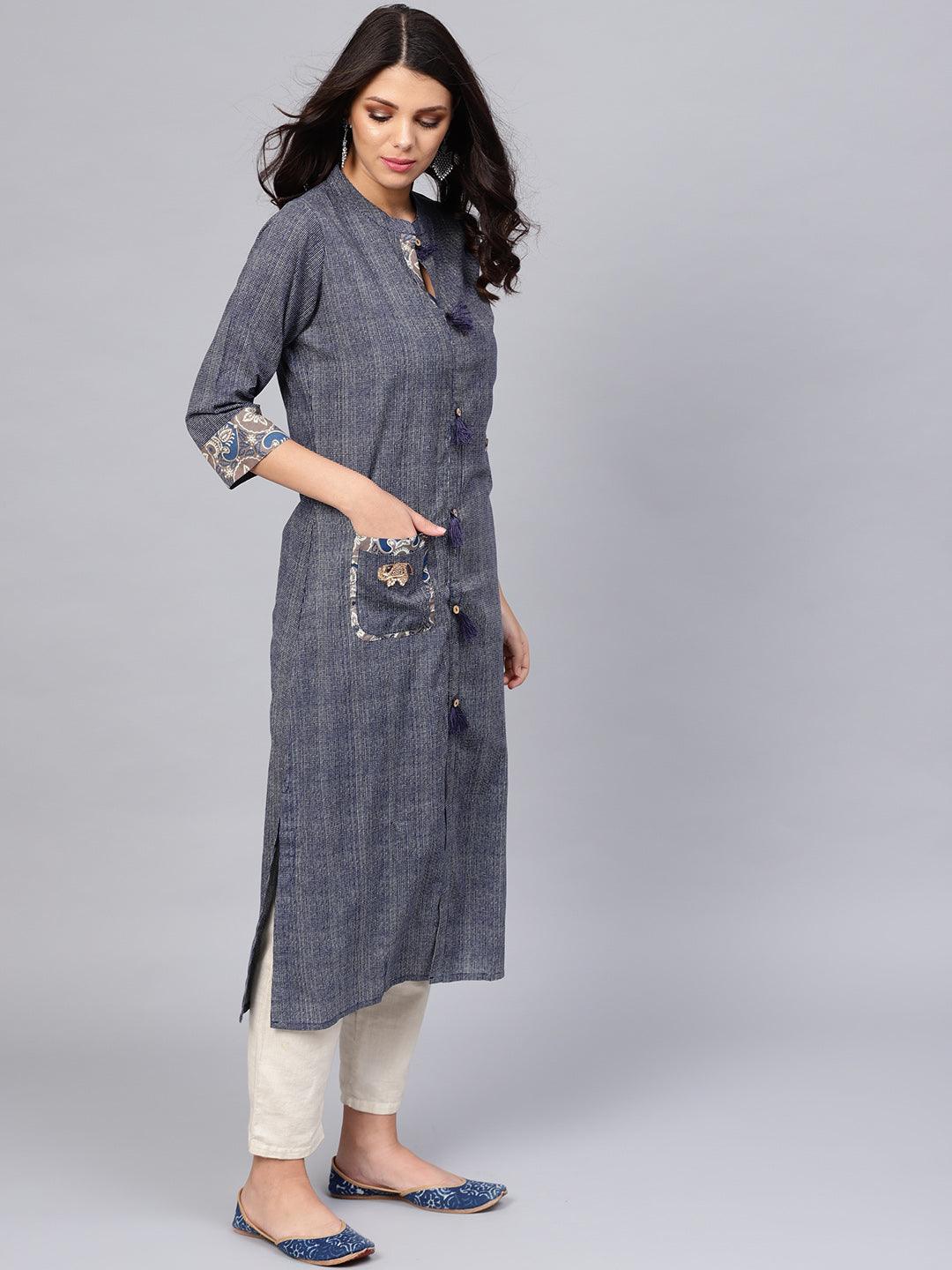 Divena Blue Straight Kurta - divena world