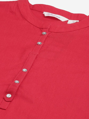 Divena Red Cotton Straight Kurti
