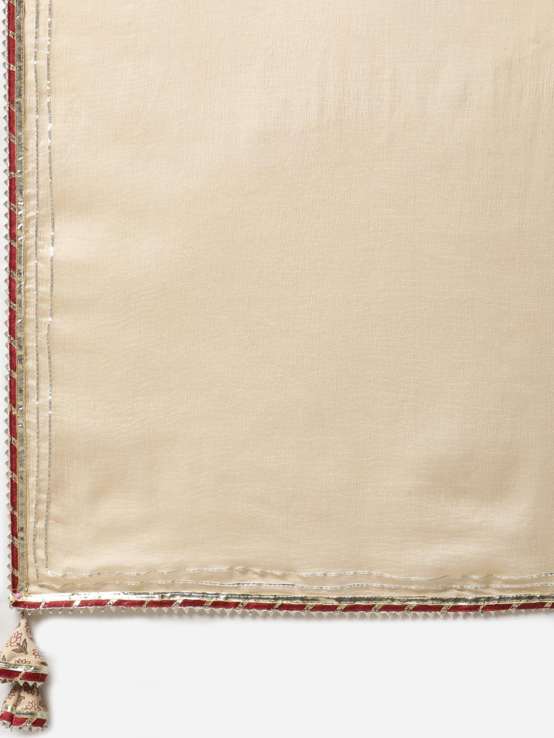 Divena Beige Color Cotton Straight Kurta Pant Set with Dupatta - divena world