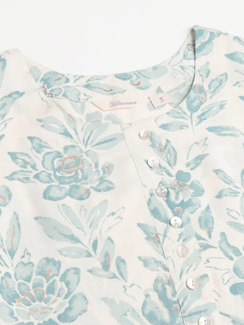 Divena Floral Print A-line Kurta with Asymetric Hemline