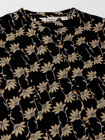Divena Black Floral Printed Rayon Shirt type Top for Women