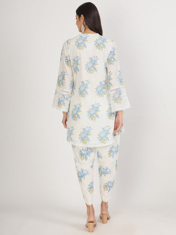 Divena offWhite Floral Print Rayon Co-ord set for women