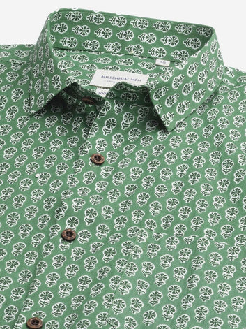 Millennial Men Green & White  Cotton  Full Sleeve  Shirt for Men-MMF0290 - divenaworld.com