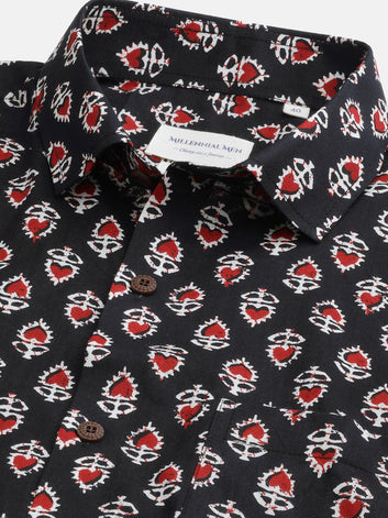 Millennial Men Black & Red Cotton  Half Sleeve Shirt for Men-MMH0167